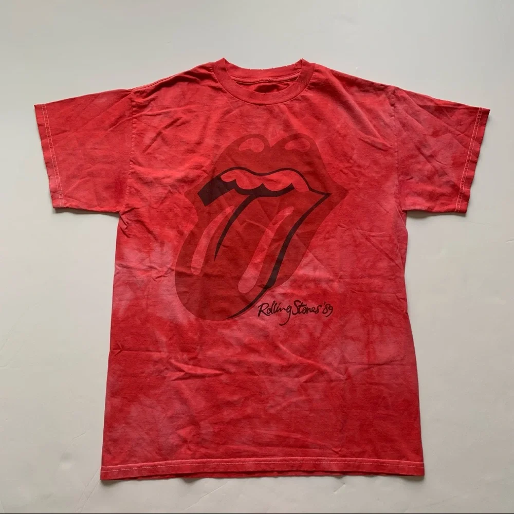 013 - VINTAGE 00s THE ROLLING STONES ROCK BAND RED DYED TONGUE T SHIRT - Picture 1 of 2